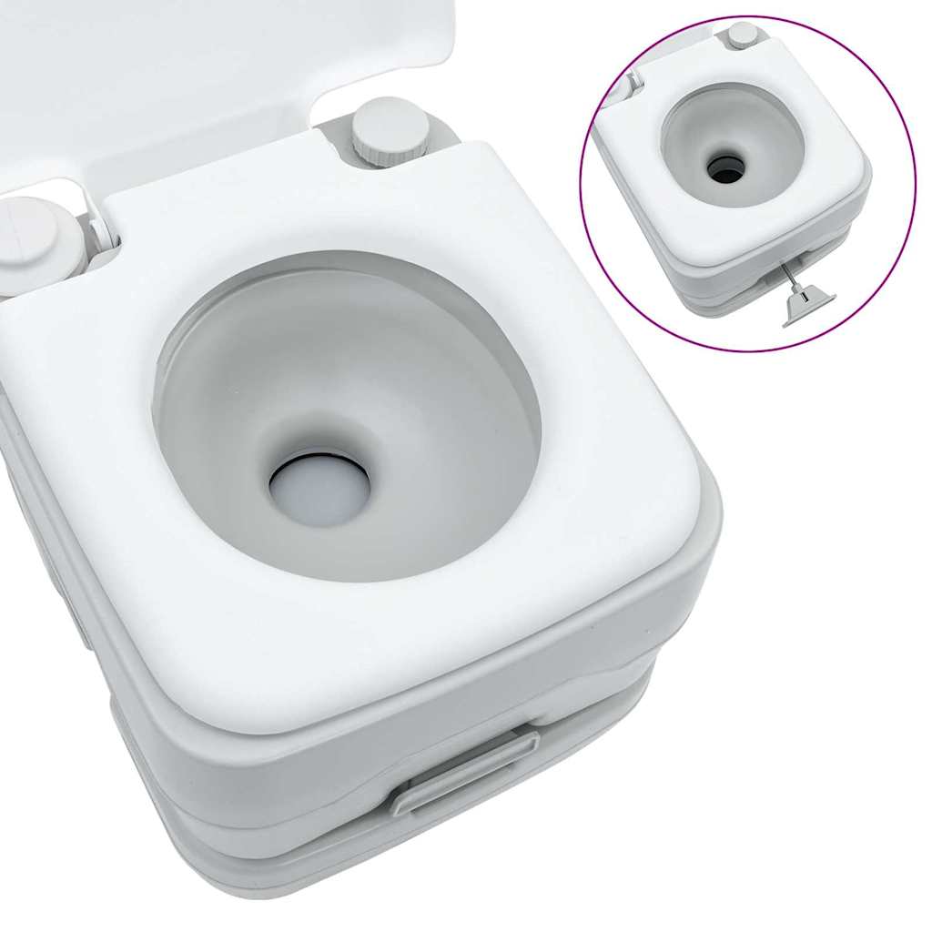 vidaXL Camping Toilet Set 2 pcs Grey and White
