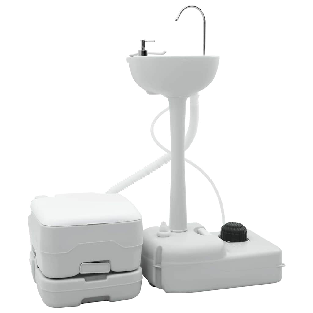 vidaXL Camping Toilet Set 2 pcs Grey and White