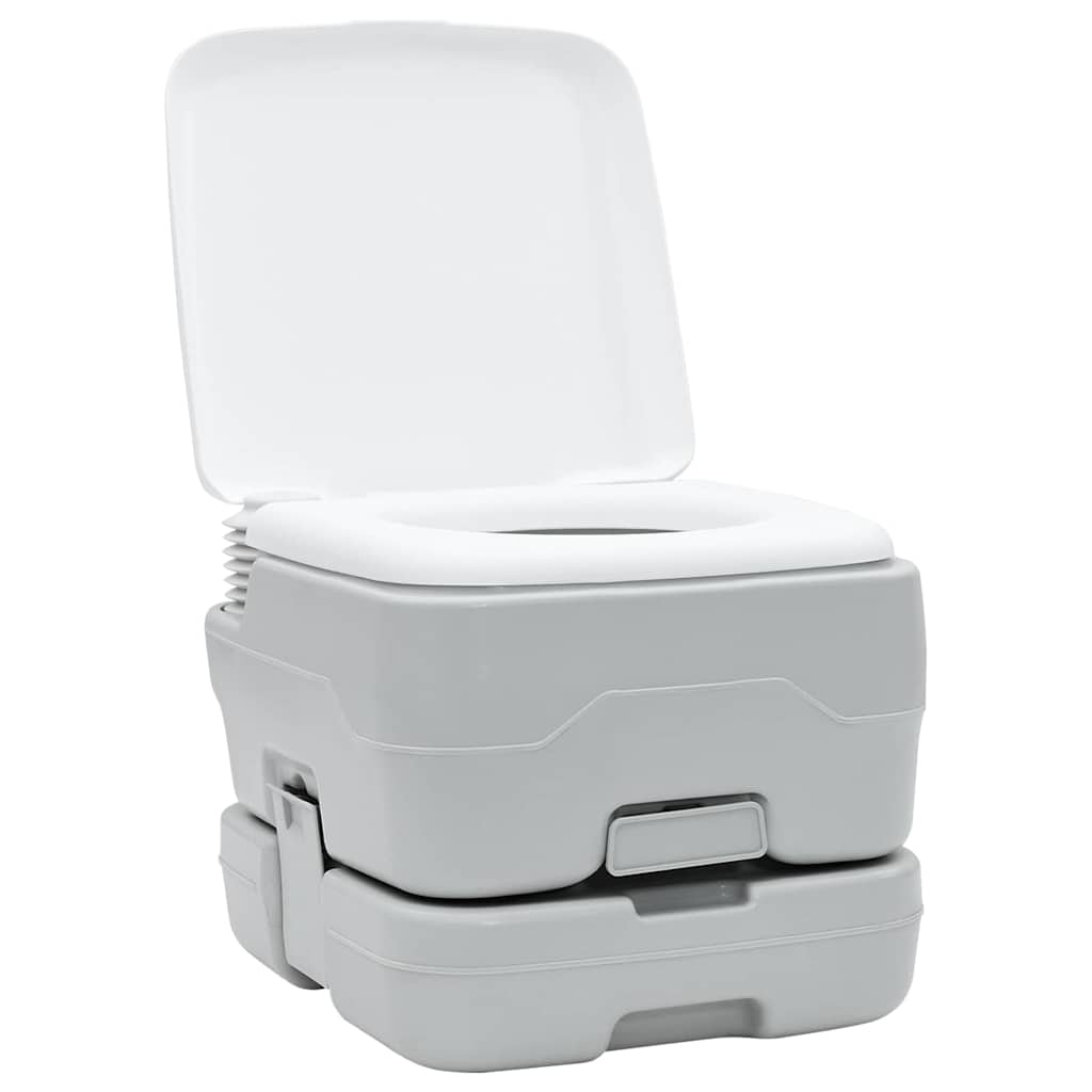 vidaXL Camping Toilet Set 2 pcs Grey and White