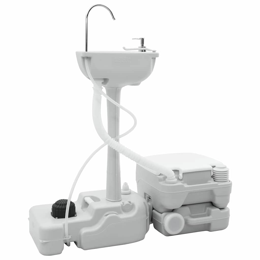 vidaXL Camping Toilet Set 2 pcs Grey and White