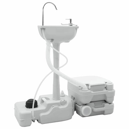 vidaXL Camping Toilet Set 2 pcs Grey and White