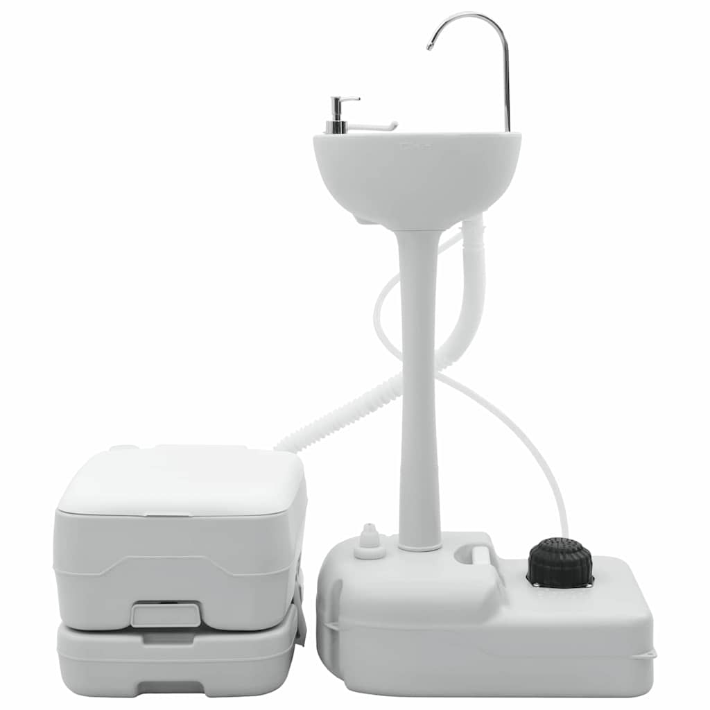 vidaXL Camping Toilet Set 2 pcs Grey and White