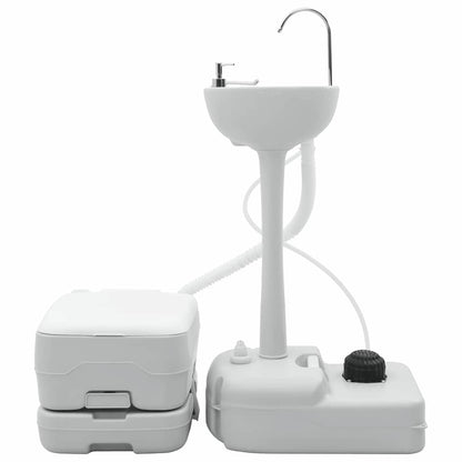 vidaXL Camping Toilet Set 2 pcs Grey and White
