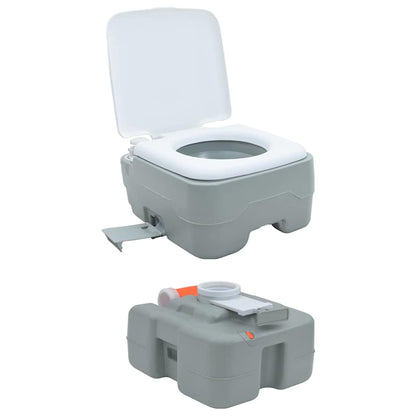 vidaXL Camping Toilet Manual Grey and White 41.5 x 36.5 x 37.5 cm