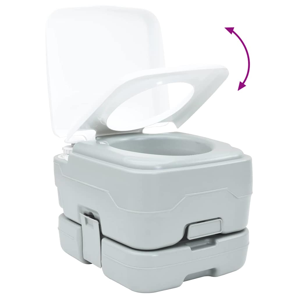 vidaXL Camping Toilet Grey and White 41.5 x 36.5 x 30 cm Polyethylene