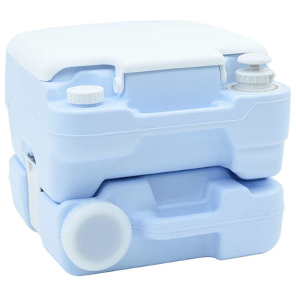 vidaXL Camping Toilet Manual Light Blue and White 41.5 x 36.5 x 30 cm