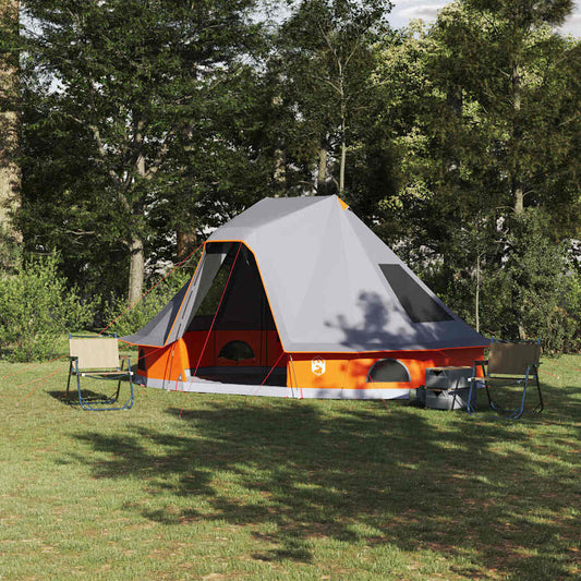 vidaXL Tipi Tent 6-Person Grey and Orange Taffeta