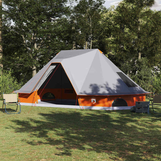 vidaXL Tipi Tent 10-Person Grey and Orange Taffeta