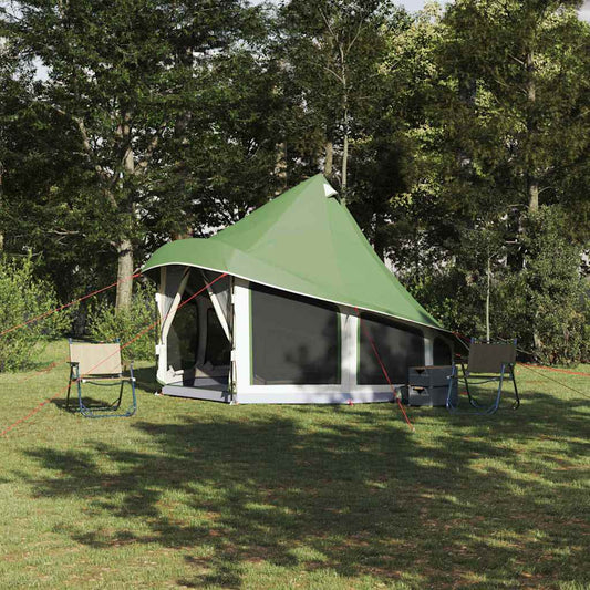 vidaXL Tipi Tent with Roof Green 404 x 370 x 270 cm Taffeta