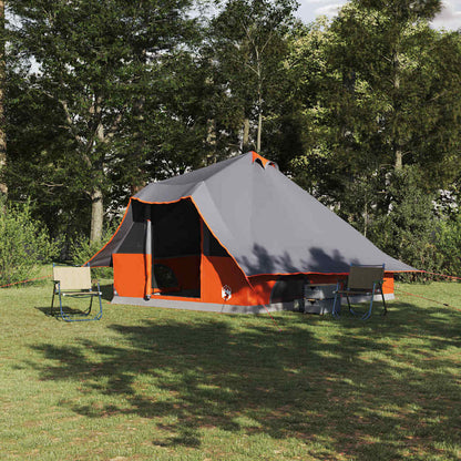 vidaXL Tipi Tent with Roof Grey and Orange 358 x 296 x 258 cm Taffeta