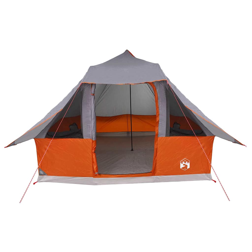 vidaXL Tipi Tent with Roof Grey and Orange 358 x 296 x 258 cm Taffeta