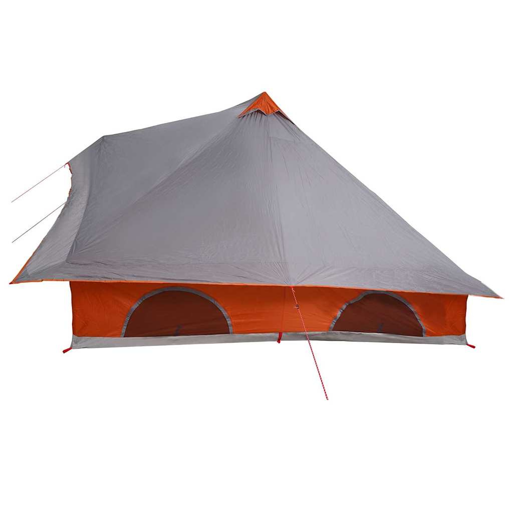 vidaXL Tipi Tent with Roof Grey and Orange 358 x 296 x 258 cm Taffeta
