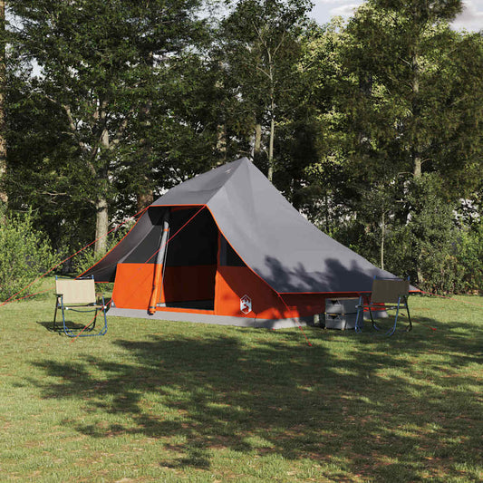 vidaXL Tipi Tent 10-Person Grey and Orange Taffeta