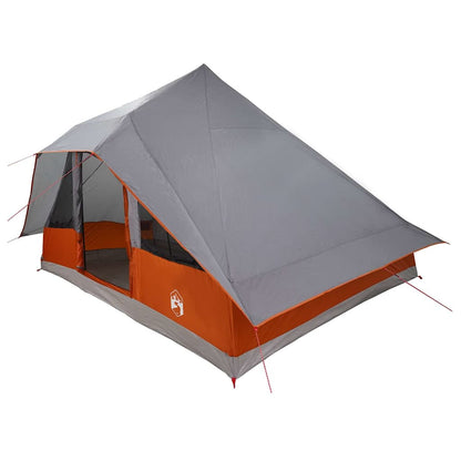 vidaXL Tipi Tent with Roof Grey and Orange 364 x 281 x 257 cm Taffeta