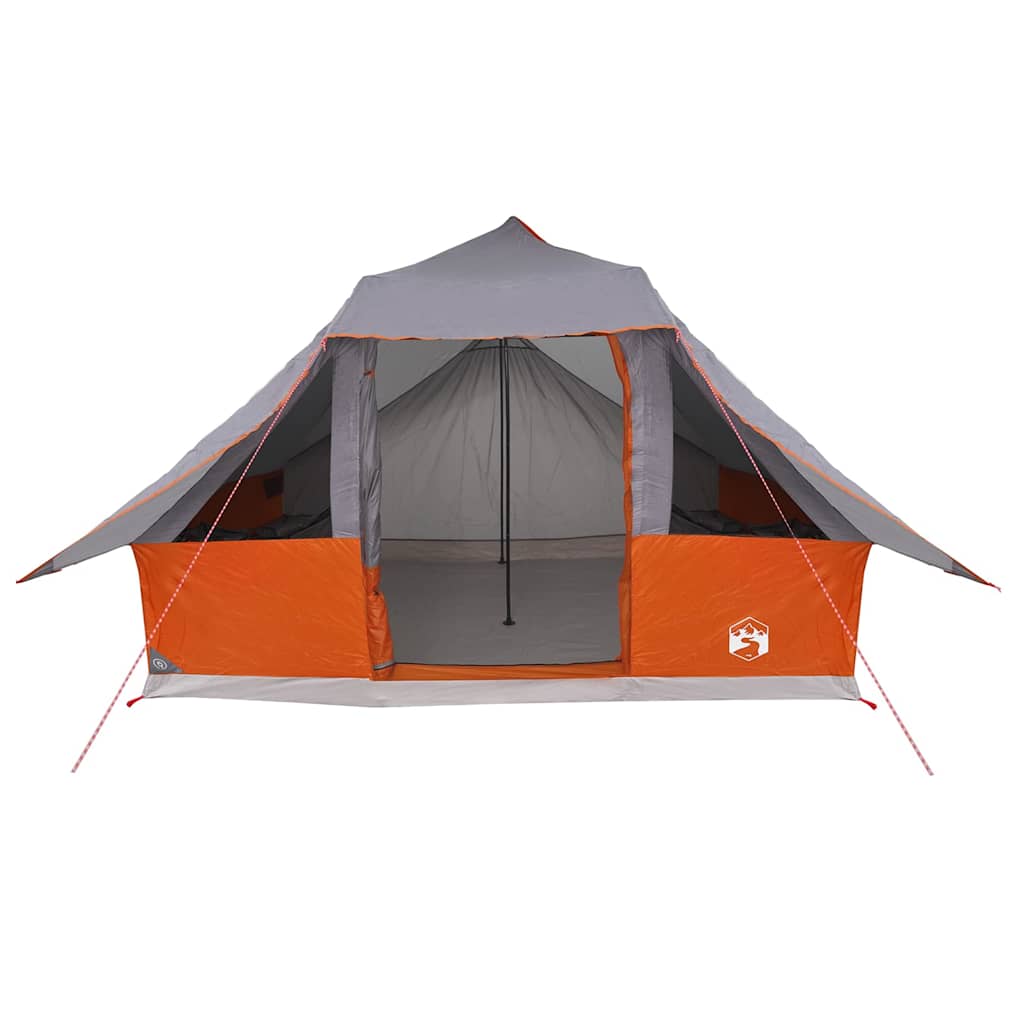 vidaXL Tipi Tent with Roof Grey and Orange 364 x 281 x 257 cm Taffeta