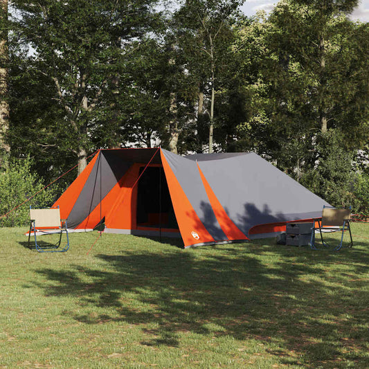 vidaXL Tipi Tent 12-Person Grey and Orange Taffeta