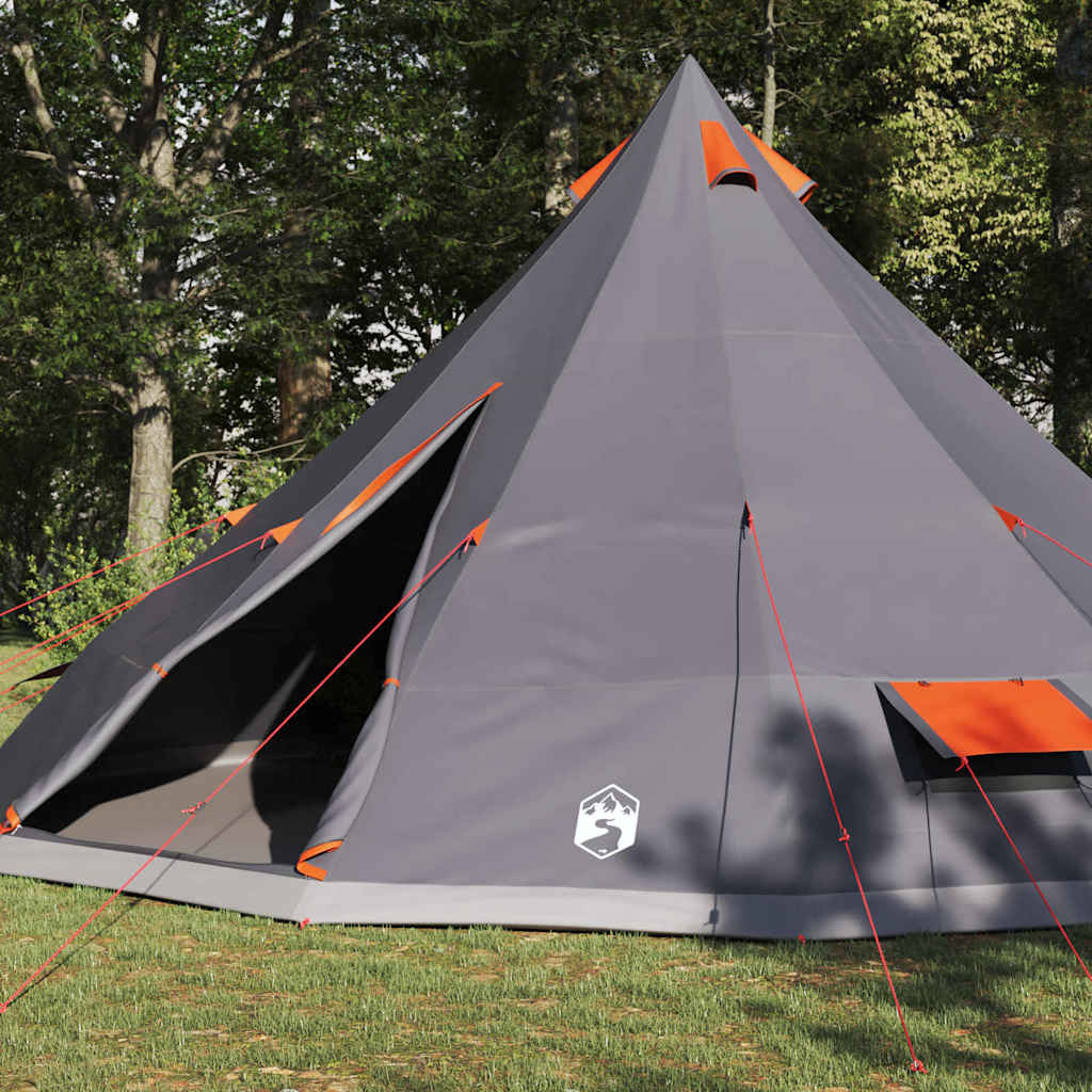 vidaXL Tipi Tent with Roof Grey and Orange 560 x 560 x 300 cm Taffeta