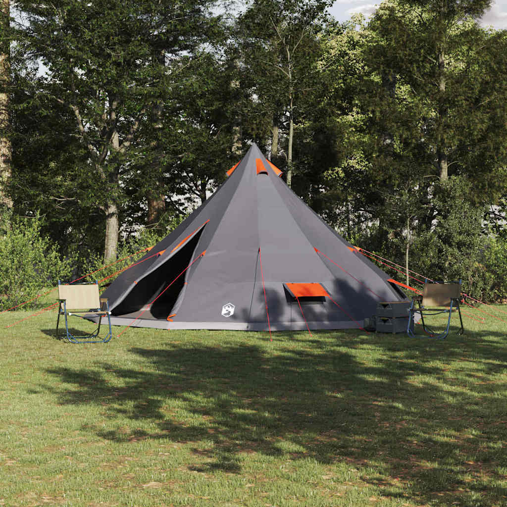 vidaXL Tipi Tent with Roof Grey and Orange 560 x 560 x 300 cm Taffeta