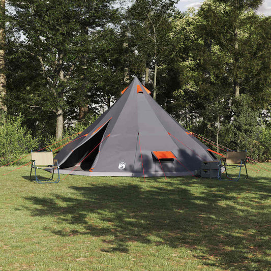 vidaXL Tipi Tent with Roof Grey and Orange 560 x 560 x 300 cm Taffeta