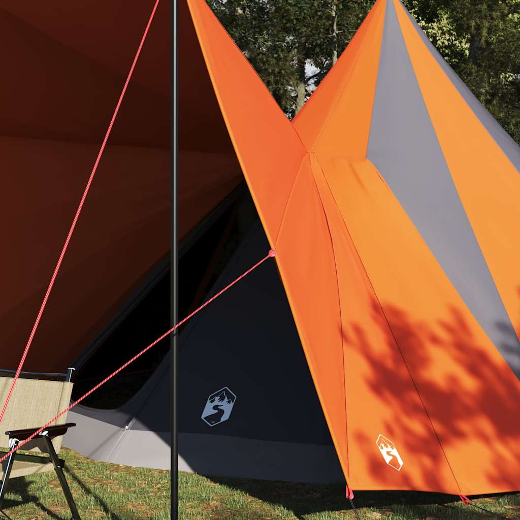 vidaXL Tipi Tent with Roof Grey and Orange 510 x 690 x 330 cm Taffeta