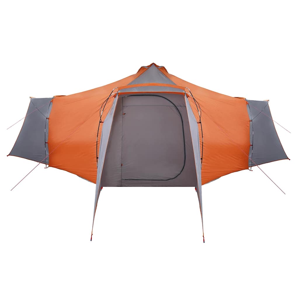 vidaXL Tipi Tent with Roof Grey and Orange 492 x 492 x 275 cm Taffeta