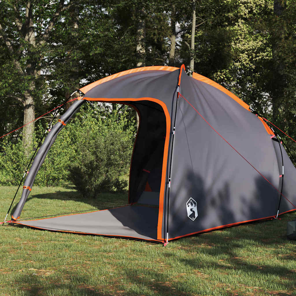 vidaXL Cabin Tent with Roof Grey and Orange 370 x 230 x 185 cm Taffeta