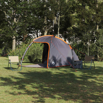 vidaXL Cabin Tent with Roof Grey and Orange 370 x 230 x 185 cm Taffeta
