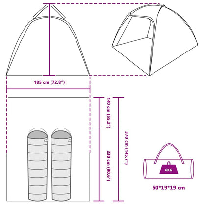 vidaXL Cabin Tent with Roof Grey and Orange 370 x 230 x 185 cm Taffeta