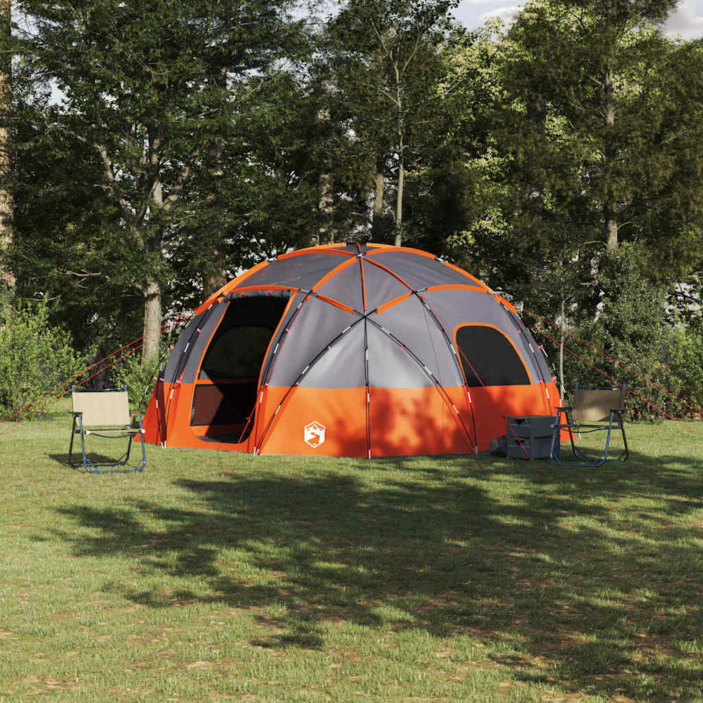 vidaXL Dome Tent with Roof Grey and Orange 475 x 475 x 235 cm Taffeta