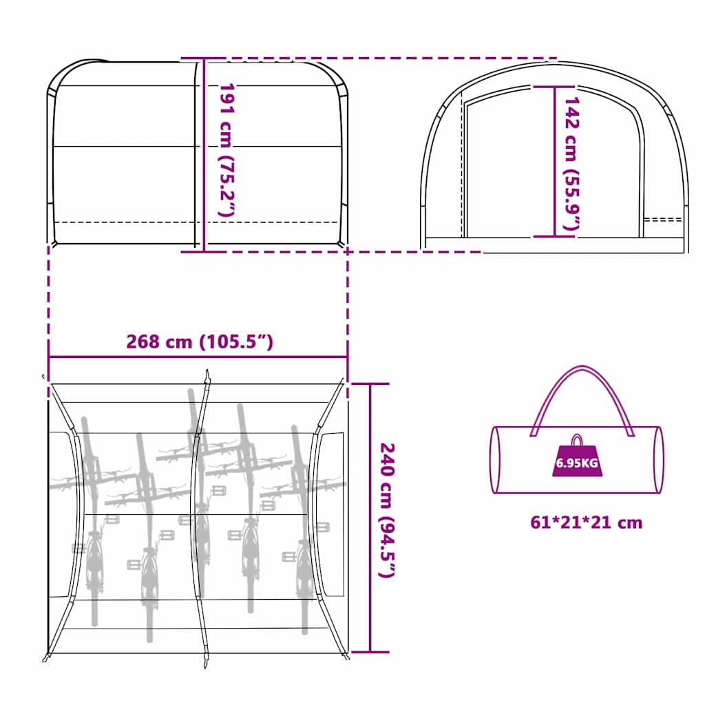 vidaXL Tent with Roof with Storage Blue 268 x 240 x 191 cm Polyester