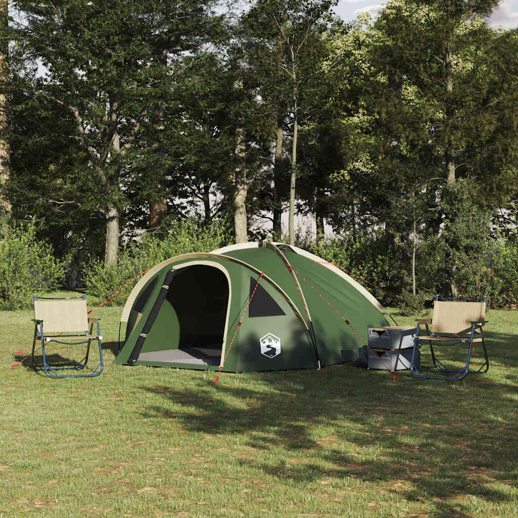 vidaXL Dome Tent 4-Person 308 x 268 x 130 cm Waterproof Green Taffeta