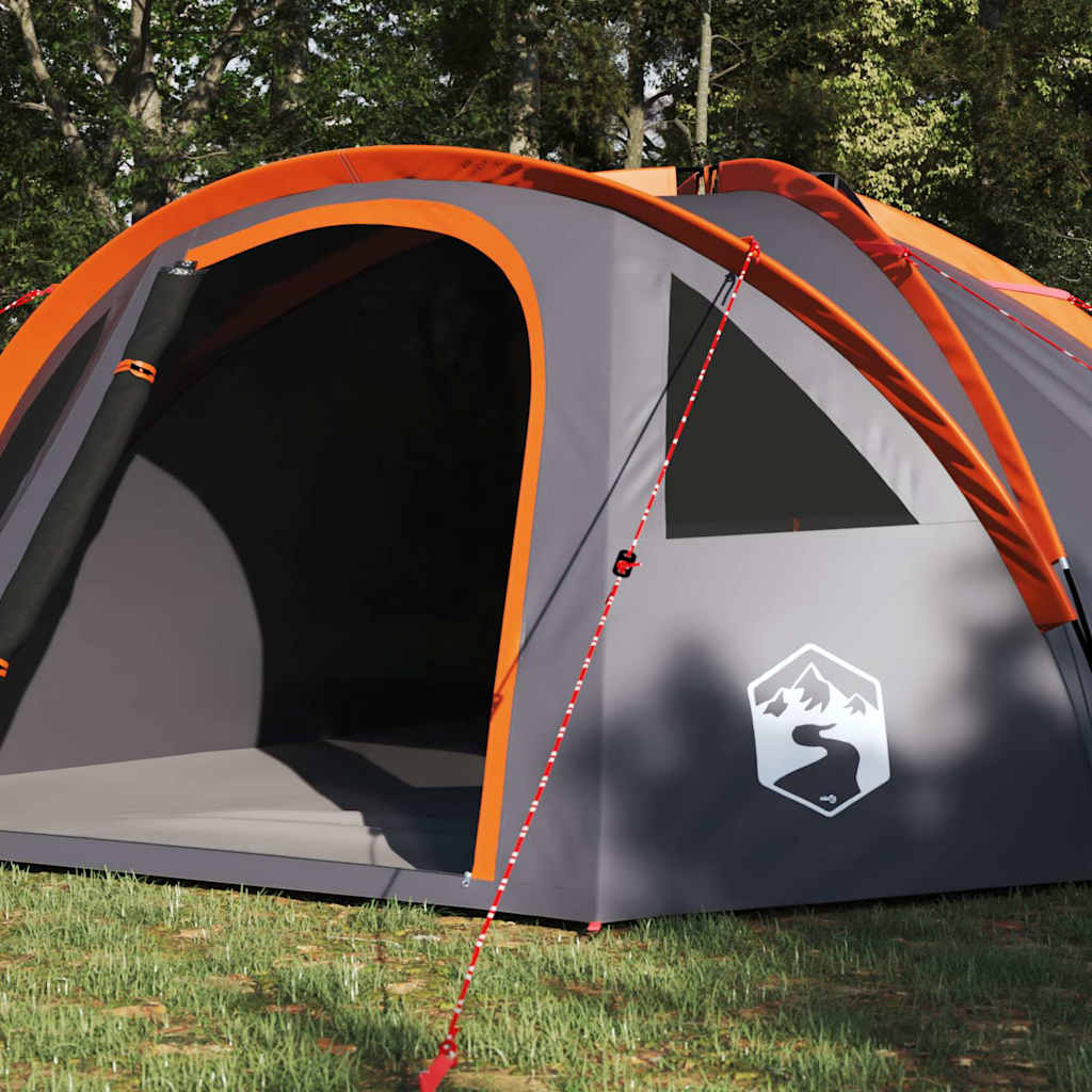 vidaXL Dome Tent 4-Person 308 x 268 x 130 cm Grey and Orange Taffeta