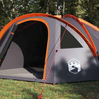 vidaXL Dome Tent 4-Person 308 x 268 x 130 cm Grey and Orange Taffeta