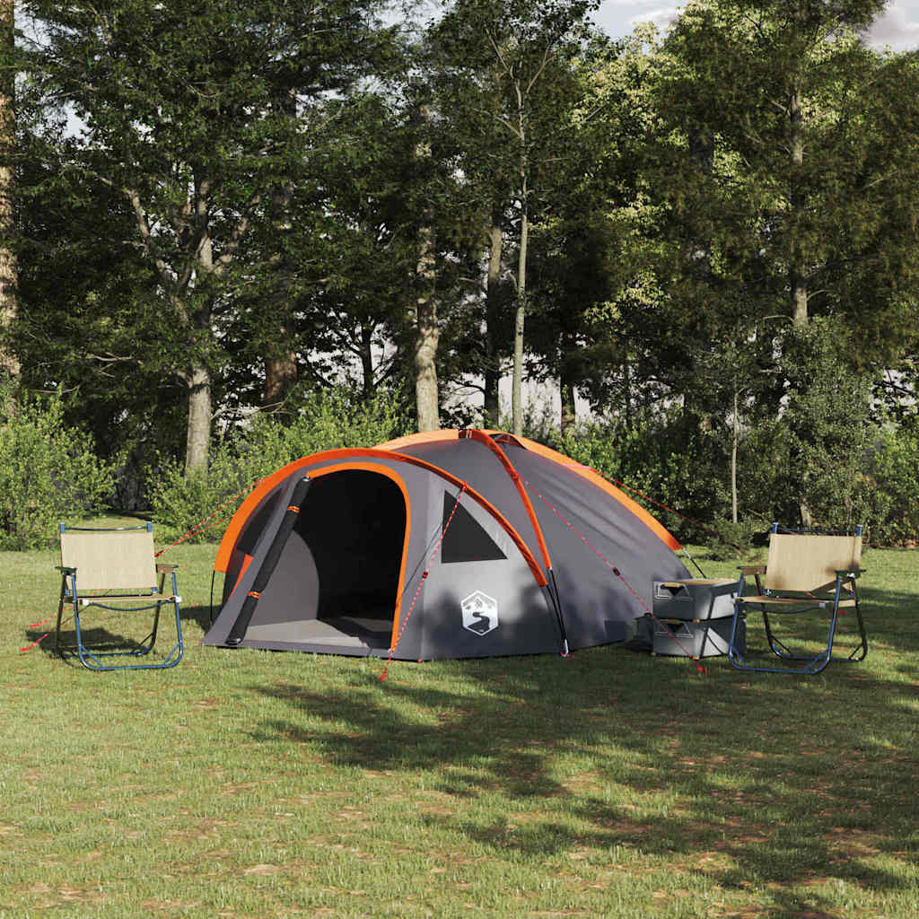 vidaXL Dome Tent 4-Person 308 x 268 x 130 cm Grey and Orange Taffeta