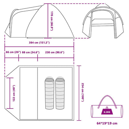 vidaXL Dome Tent Dome with Roof with Storage Green 384 x 254 x 170 cm