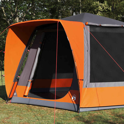 vidaXL Camping Tent Cabin Grey and orange 420 x 420 x 227 cm Polyester