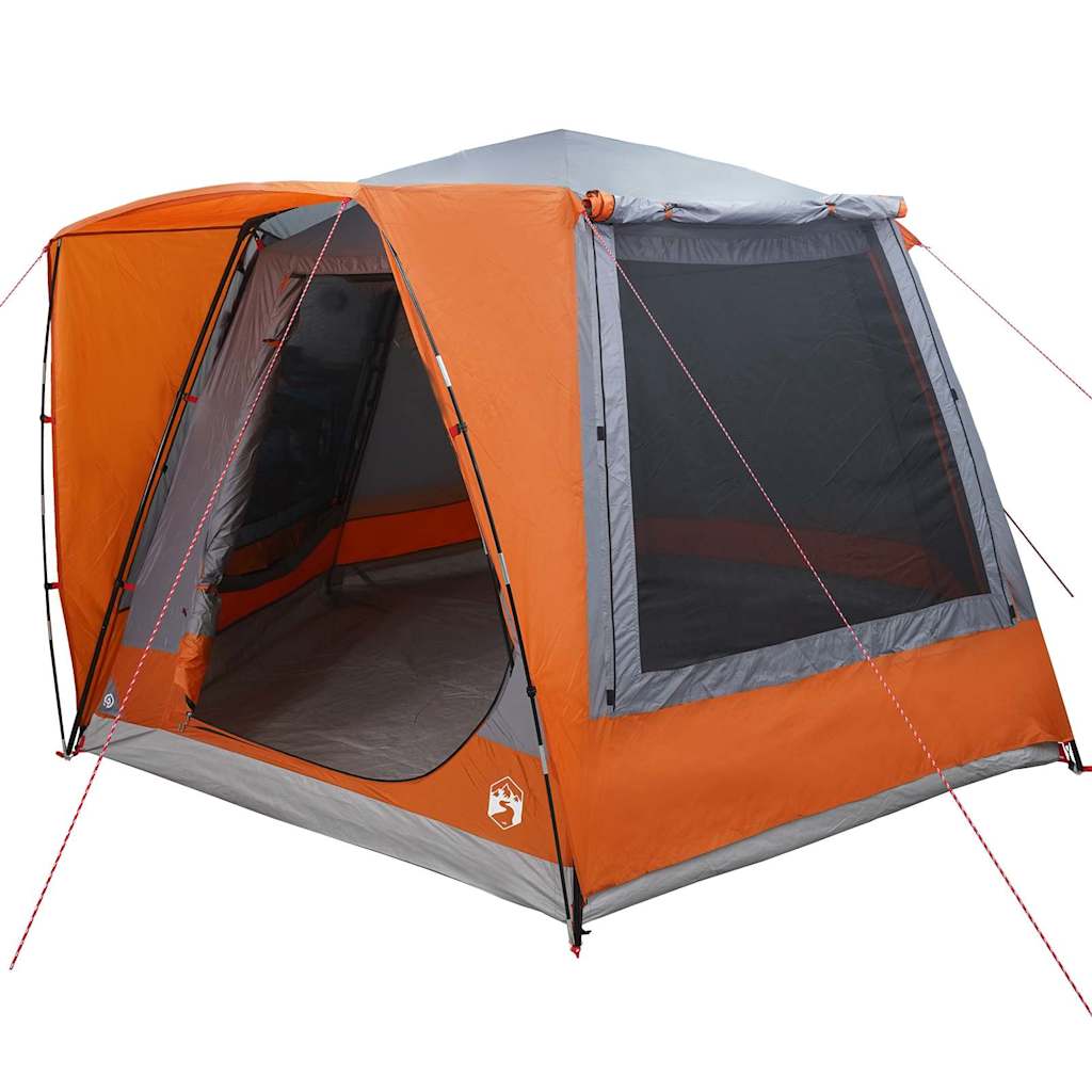 vidaXL Camping Tent Cabin Grey and orange 420 x 420 x 227 cm Polyester