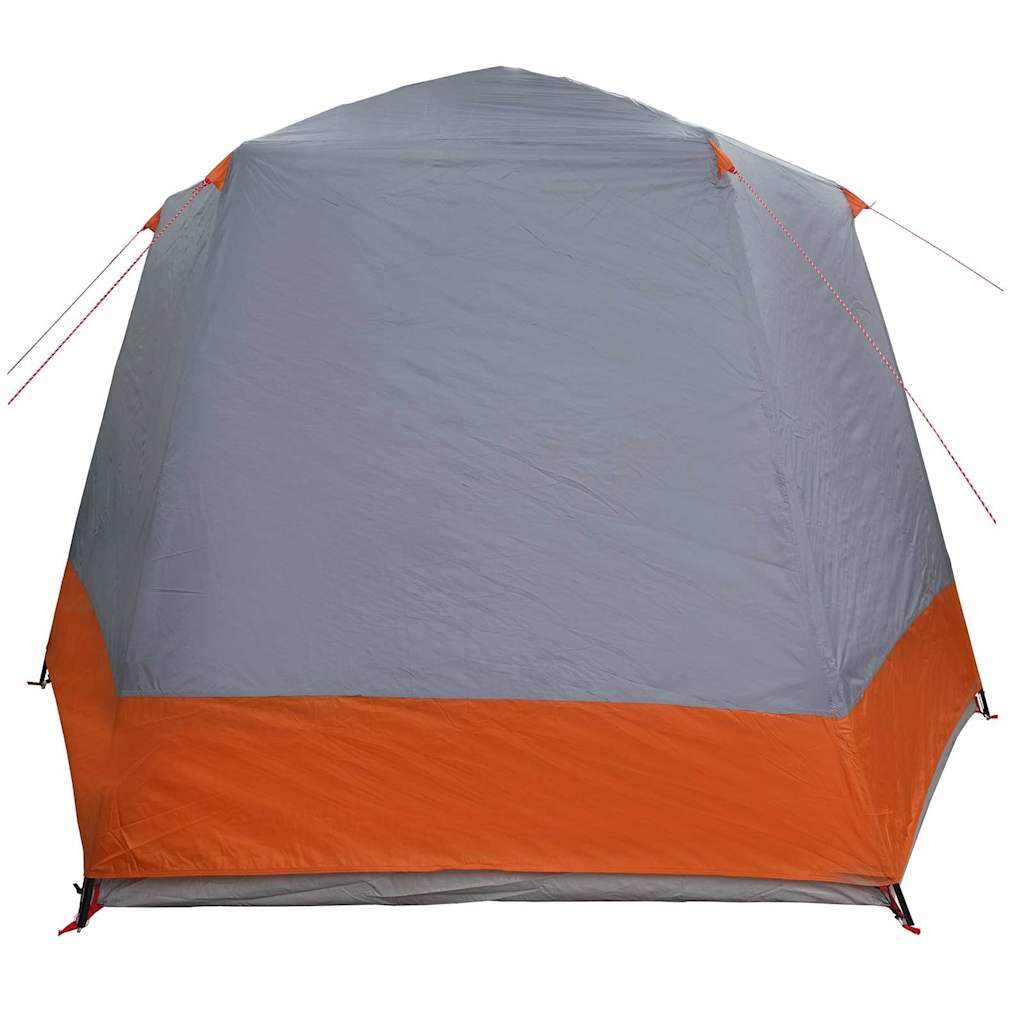 vidaXL Camping Tent Cabin Grey and orange 420 x 420 x 227 cm Polyester