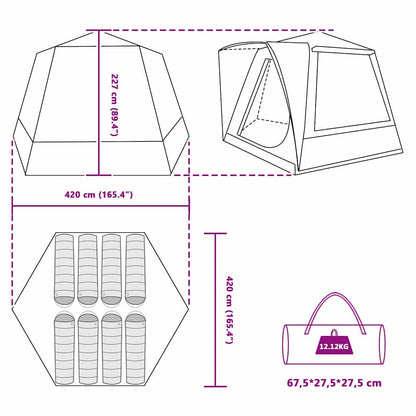 vidaXL Camping Tent Cabin Grey and orange 420 x 420 x 227 cm Polyester