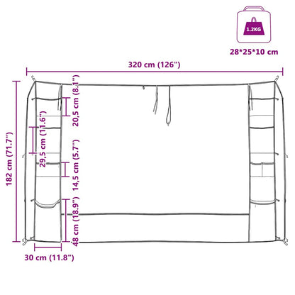 vidaXL Hanging Tent Organiser Grey and Blue 320 x 182 cm Oxford