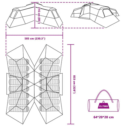 vidaXL Family Tent with Roof Green 833 x 585 x 216 cm Taffeta
