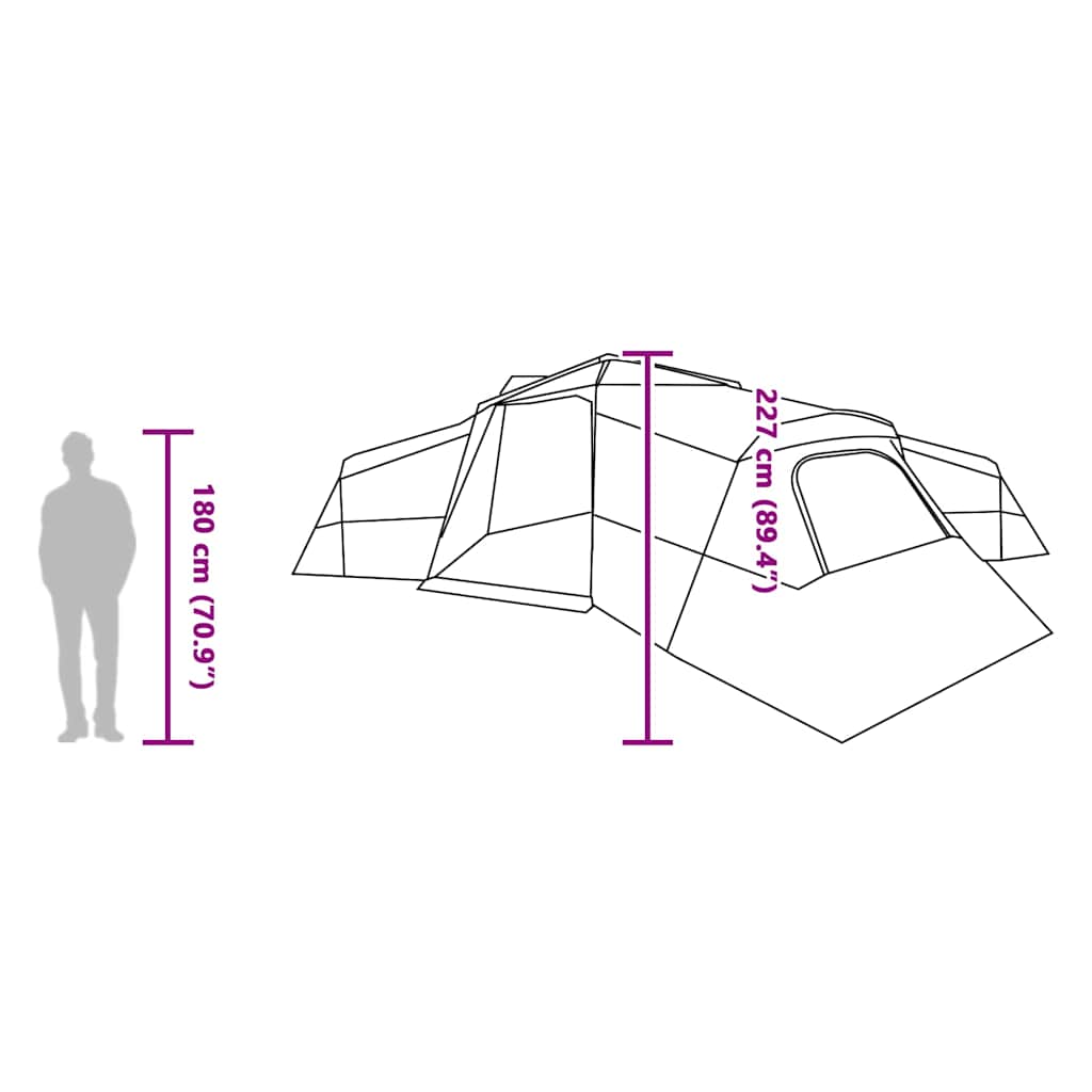 vidaXL Family Tent Grey and Orange 833 x 585 x 216 cm Taffeta