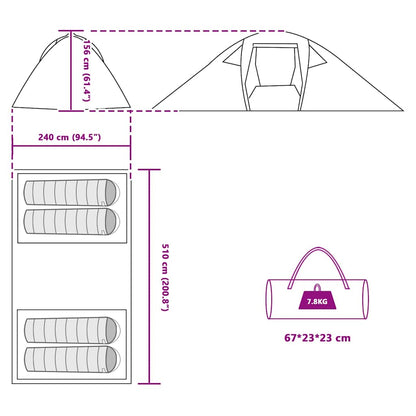 vidaXL Tunnel tent with Roof Green 510 x 240 x 156 cm Taffeta