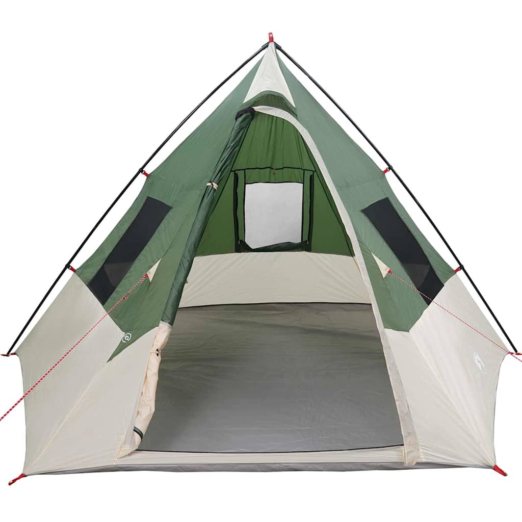 vidaXL Tipi Tent with Roof Green 383 x 338 x 217 cm Taffeta