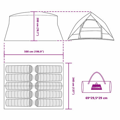 vidaXL Tunnel tent with Roof Blue 500 x 348 x 200 cm Taffeta