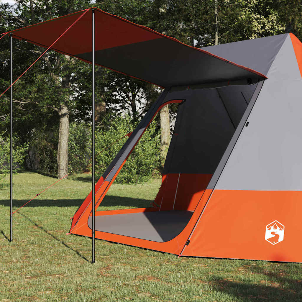 vidaXL Camping Tent Grey and Orange 482 x 360 x 227 cm Taffeta