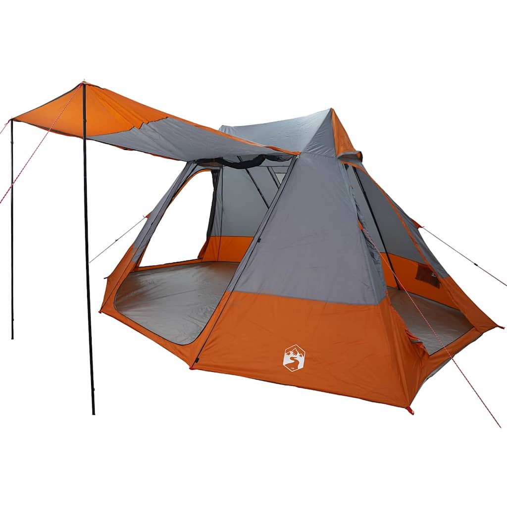 vidaXL Camping Tent Grey and Orange 482 x 360 x 227 cm Taffeta