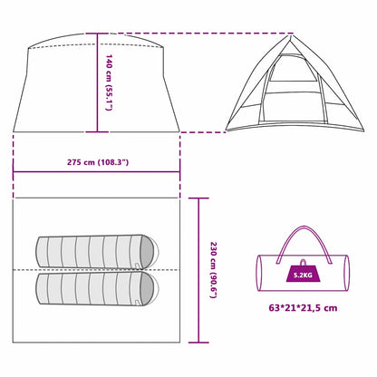 vidaXL Camping Tent with Roof Green 275 x 230 x 140 cm Taffeta