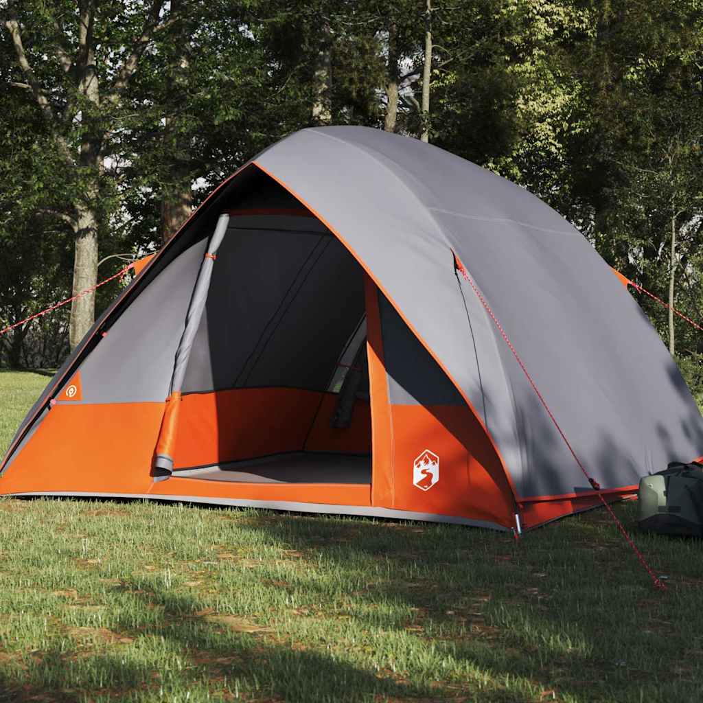 vidaXL Camping Tent Grey and Orange 275 x 230 x 140 cm Taffeta