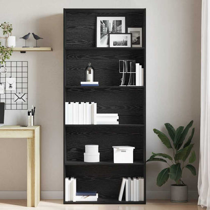 vidaXL Book Cabinet Black Oak 80x30x189 cm Engineered Wood